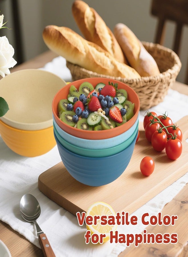 Wrova Wheat Straw Camping Bowls Sets of 6,Unbreakable 26oz Lightweight Bowls Sets for Outdoors Activity,Breakfast Bowls for Cereal and Salad.Vibrant Series - Image 3