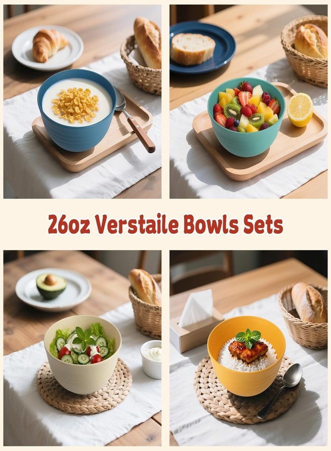 Wrova Wheat Straw Camping Bowls Sets of 6,Unbreakable 26oz Lightweight Bowls Sets for Outdoors Activity,Breakfast Bowls for Cereal and Salad.Vibrant Series - Image 4