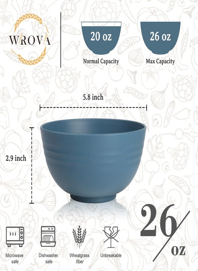 Wrova Wheat Straw Camping Bowls Sets of 6,Unbreakable 26oz Lightweight Bowls Sets for Outdoors Activity,Breakfast Bowls for Cereal and Salad.Vibrant Series - Image 2