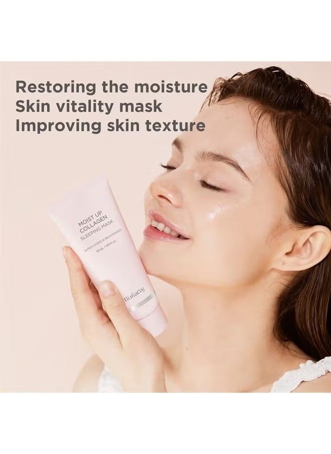 elishacoy - Moist Up Collagen Sleeping Face Mask Skincare, Hydrating, brightening Sleep Mask for Overnight Face Cream with Vitamin E, Korean Face Masks for Skin care, Anti Aging Moisture 50ML, 1.69fl.oz - Image 1
