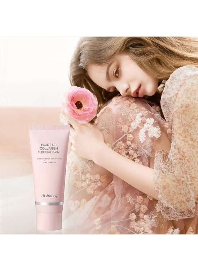 elishacoy - Moist Up Collagen Sleeping Face Mask Skincare, Hydrating, brightening Sleep Mask for Overnight Face Cream with Vitamin E, Korean Face Masks for Skin care, Anti Aging Moisture 50ML, 1.69fl.oz - Image 1