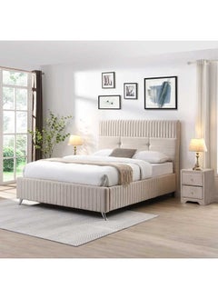 A to Z Furniture Thomson Upholstered Bed 200x200cm Super King Bed in Beige Color 