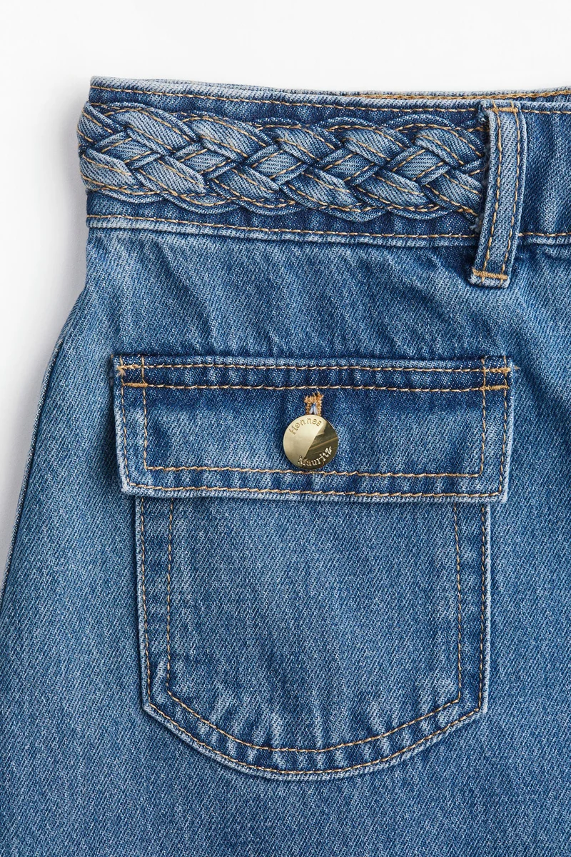 H&M Braided-trim denim skirt