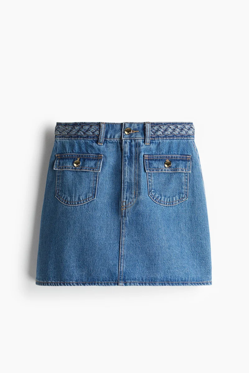 H&M Braided-trim denim skirt