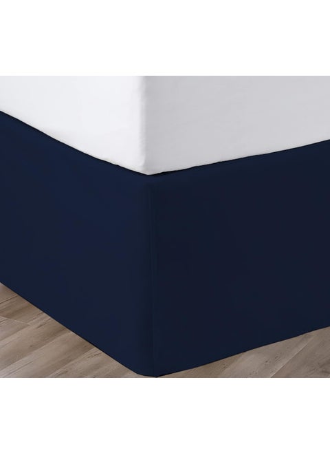 SGI bedding 12 Inch Drop Bed Skirt Queen Size with Platform to Stay in Place Elegant Pleated Design with Split Corners Wrinkle Resistant Fabric for Modern and Stylish Look  Navy Blue
