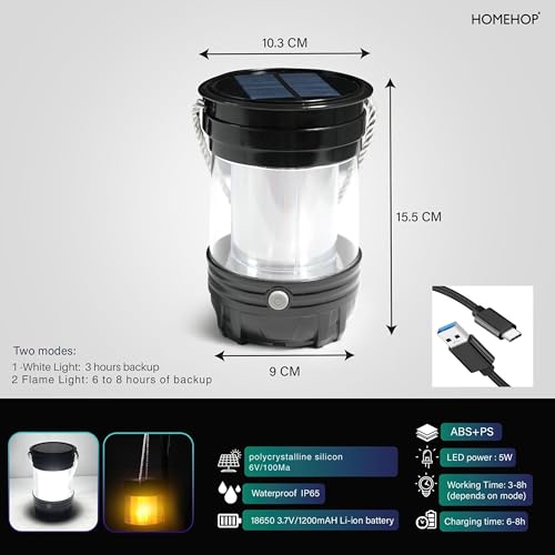 Homehop 100W Solar Light Outdoor Waterproof LED Rechargeable Emergency Lamp – USB Portable Floodlight for Home, Garden, Camping, and Indoor Use (White, ABS) - Image 5