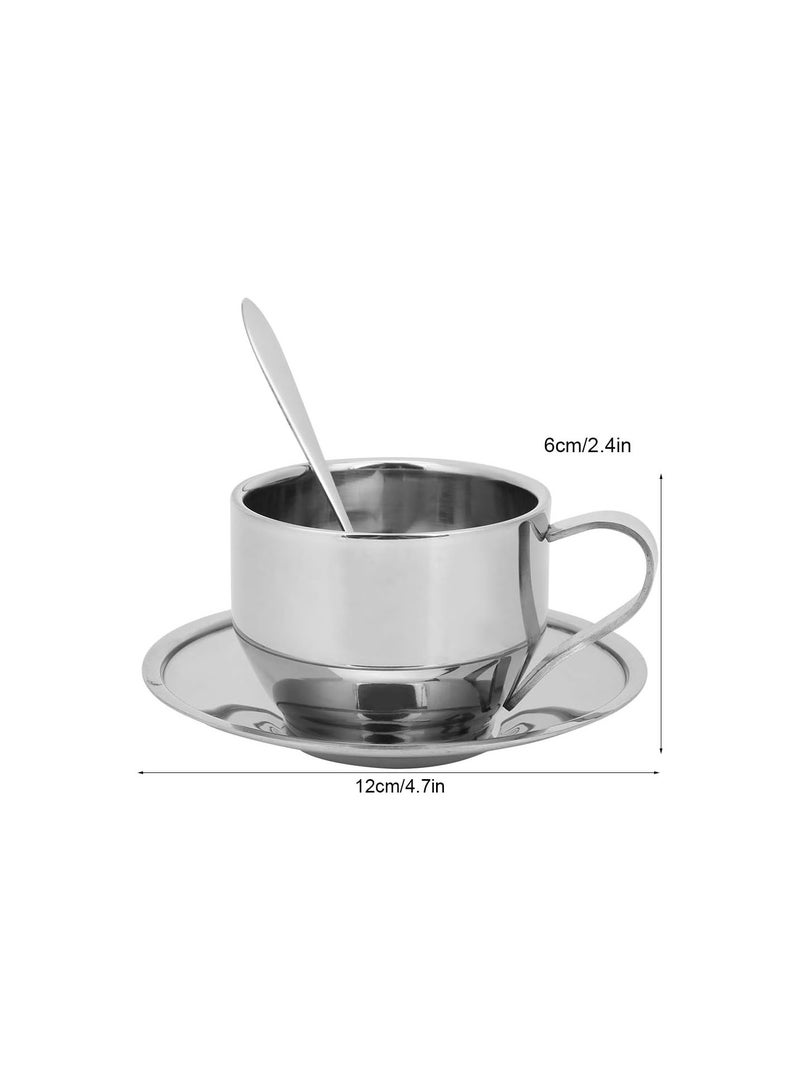 GGOOT Anti‑Scald Stainless Steel Coffee Cup Mugs Espresso Cups with Spoon Saucer Set Tableware - Image 5
