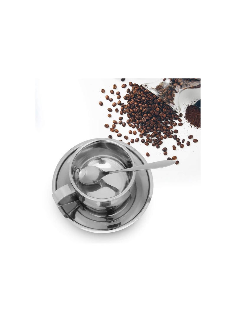 GGOOT Anti‑Scald Stainless Steel Coffee Cup Mugs Espresso Cups with Spoon Saucer Set Tableware - Image 2