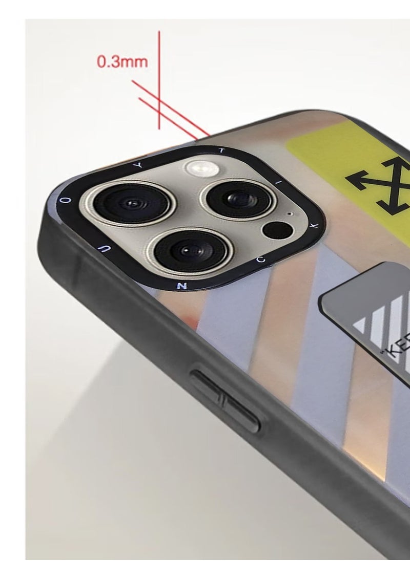 Techie - Aesthetic Off-White Text Design with Secure Hand Grip Back Cover Case for Apple iPhone 15 Pro Max - Gradient Grey - Image 1