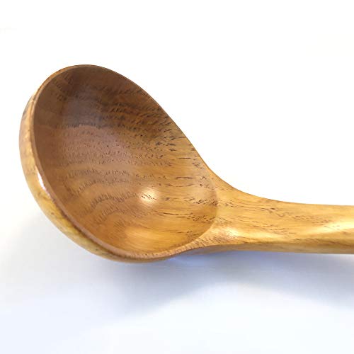 JB Home Collection, Wooden Soup Ladle, 10.35” Long Brown Natural Wood Spoon, 3.2 fl.oz Capacity, Eco-Friendly Non-Toxic Ladle for Soup, Gravy, Japanese Tea Ceremony, Smooth Handle - Image 3