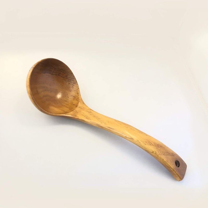 JB Home Collection, Wooden Soup Ladle, 10.35” Long Brown Natural Wood Spoon, 3.2 fl.oz Capacity, Eco-Friendly Non-Toxic Ladle for Soup, Gravy, Japanese Tea Ceremony, Smooth Handle - Image 5