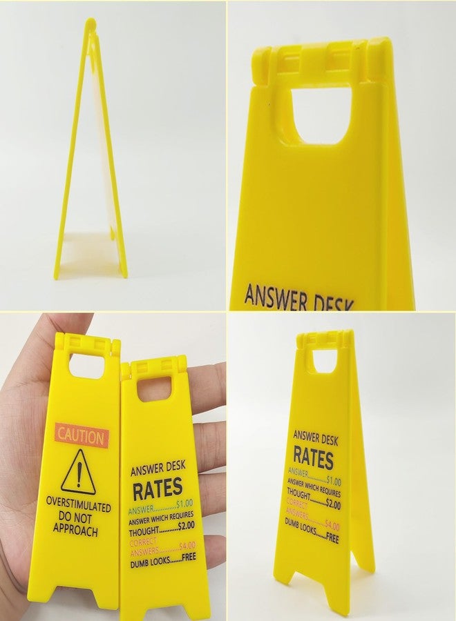 Zeptrix 4Pcs Funny Office Desk Decor Caution Overstimulated Desk Warning Sign Accessories Cubicle Decorations Work Gag Gifts for Birthday Christmas White Elephant Women Men Coworker Employee Boss Manager - Image 4