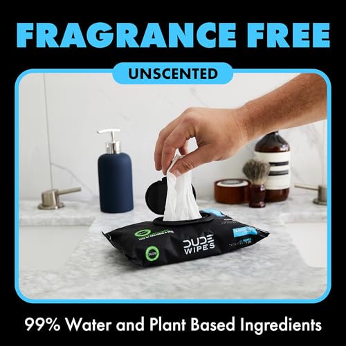 DUDE Wipes - Flushable Wipes - Stocking Stuffers - 1 Pack, 48 Count - Unscented - Vitamin-E & Aloe - Septic and Sewer Safe - Image 4