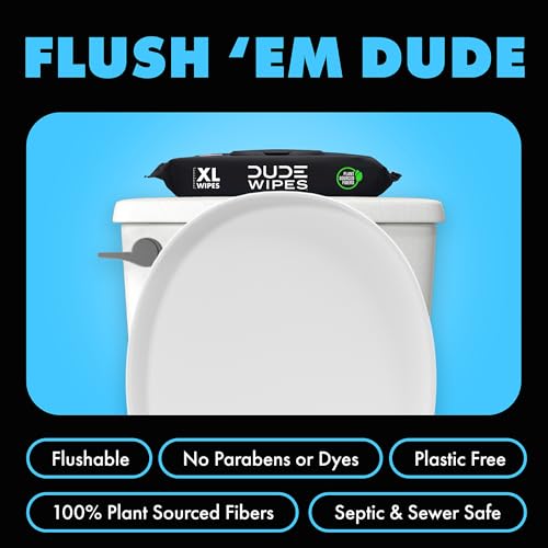 DUDE Wipes - Flushable Wipes - Stocking Stuffers - 1 Pack, 48 Count - Unscented - Vitamin-E & Aloe - Septic and Sewer Safe - Image 3