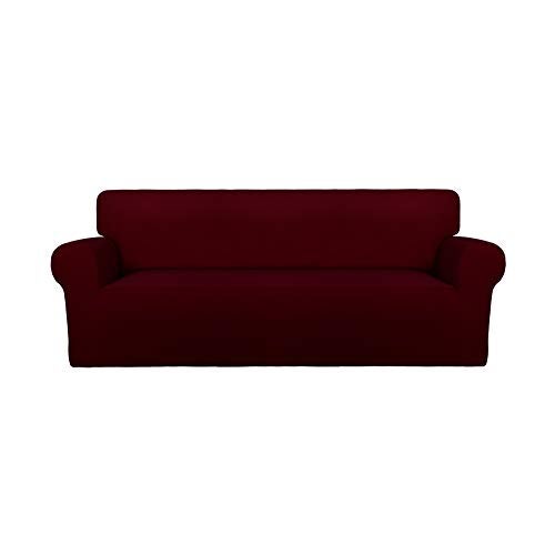 PureFit Super Stretch Sofa Slipcover – Spandex Non Slip Soft Couch Sofa Cover, Washable Furniture Protector with Non Skid Foam and Elastic Bottom for Kids, Pets （Sofa, Wine） - Image 1