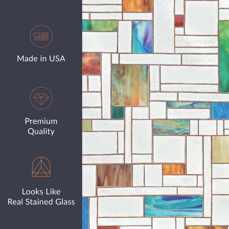 Artscape Melange | Privacy Window Film with Vibrant Colored Pattern | Non-Adhesive & UV Protection | Easy to Apply & Removable | 24 x 36 Inches | Made in USA - Image 5