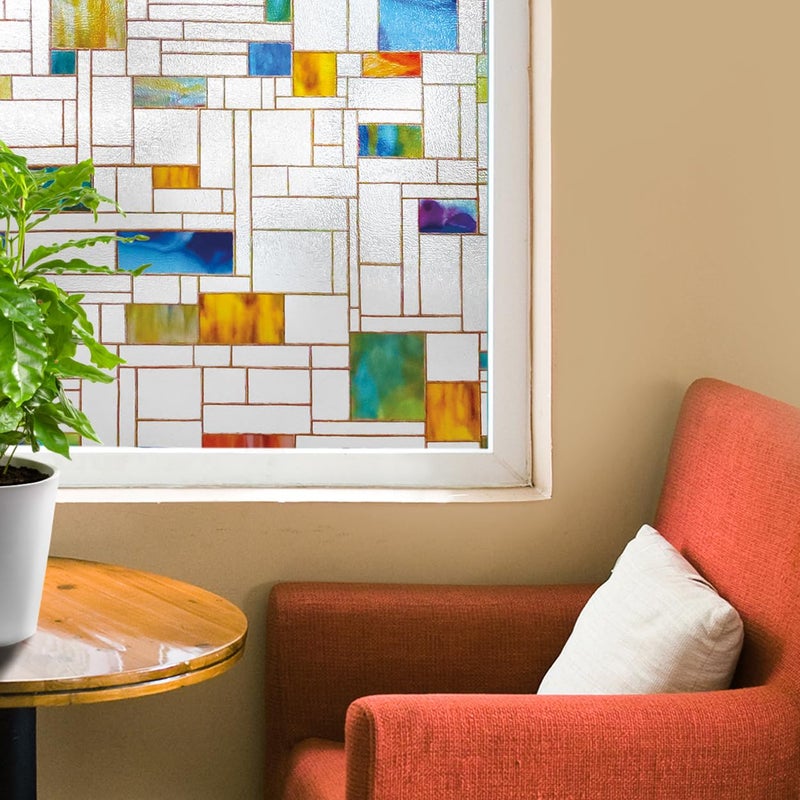 Artscape Melange | Privacy Window Film with Vibrant Colored Pattern | Non-Adhesive & UV Protection | Easy to Apply & Removable | 24 x 36 Inches | Made in USA - Image 2