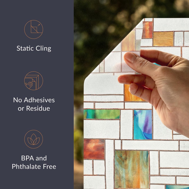 Artscape Melange | Privacy Window Film with Vibrant Colored Pattern | Non-Adhesive & UV Protection | Easy to Apply & Removable | 24 x 36 Inches | Made in USA - Image 4