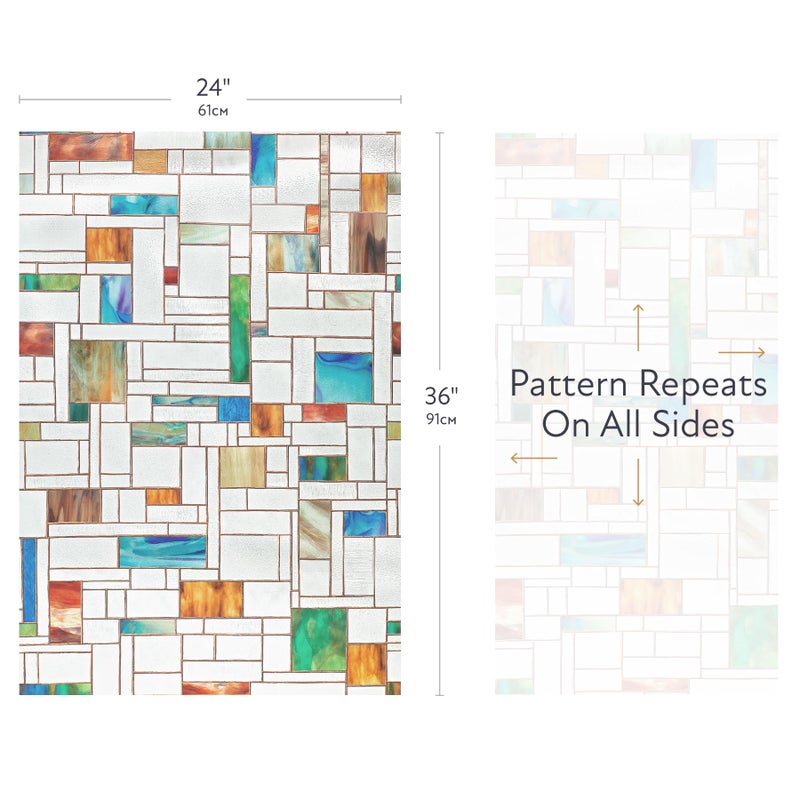 Artscape Melange | Privacy Window Film with Vibrant Colored Pattern | Non-Adhesive & UV Protection | Easy to Apply & Removable | 24 x 36 Inches | Made in USA - Image 3