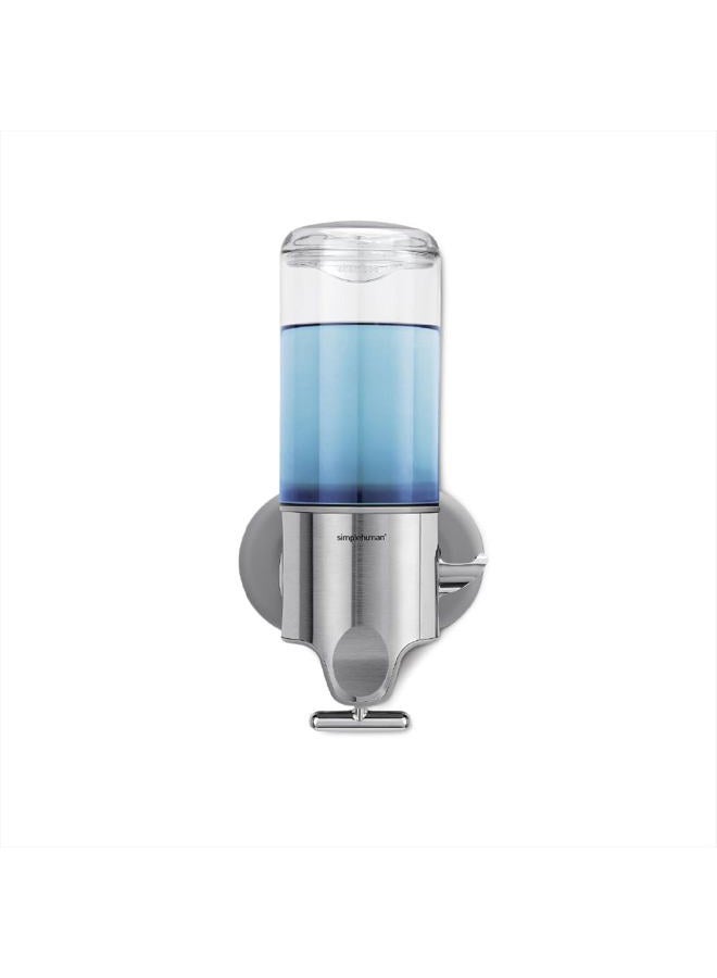 simplehuman Single Wall Mount Shower Pump, 15 fl. oz. Shampoo and Soap Dispenser, Stainless Steel - Image 1