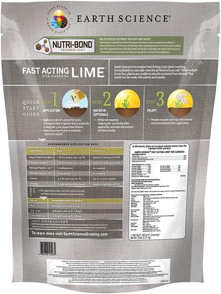 Earth Science Fast Acting Lime—5lb— Instantly Raise pH of Soil & Reduce Nutrient Runoff for Improved Growth & Color - Long Lasting Lawn Care with Calcium - Image 2