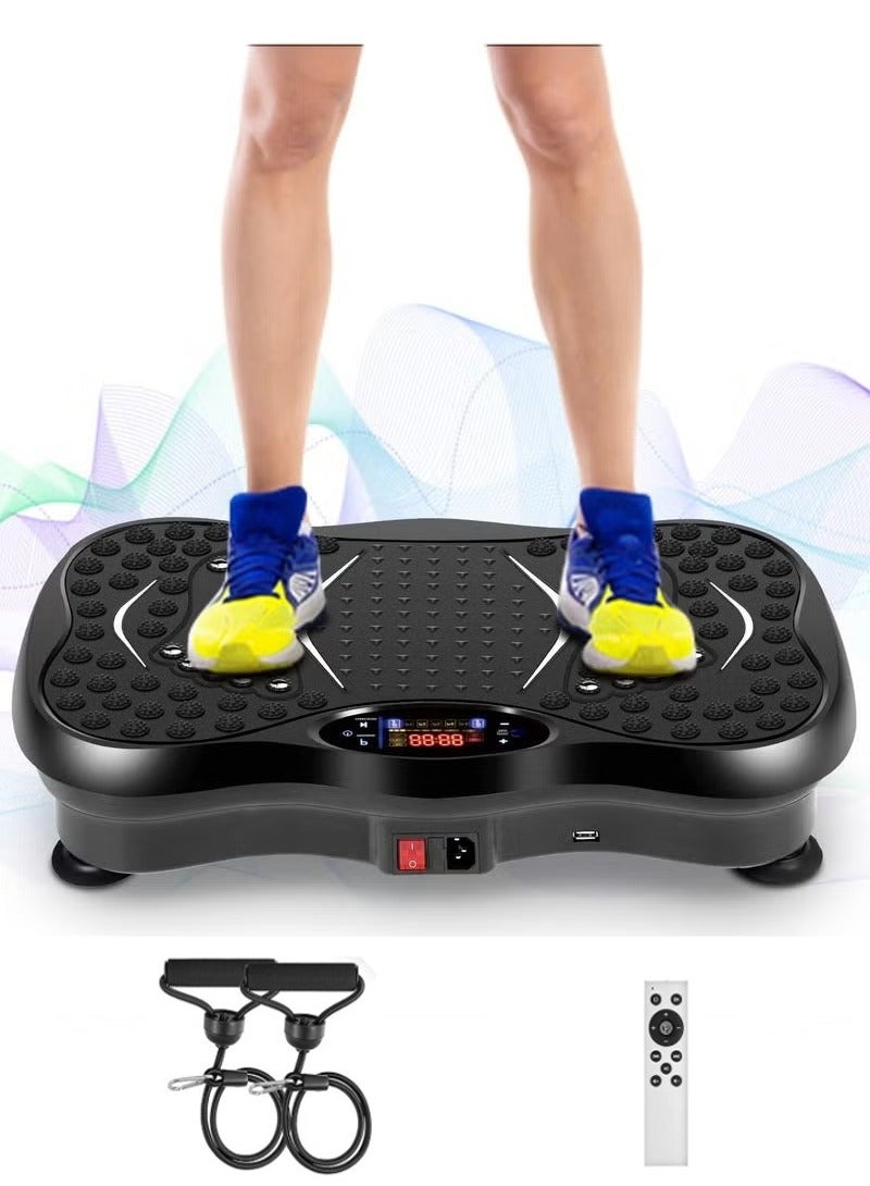 Vibration Plates, Vibration Fitness Exercise Machine for Home Use, with Bluetooth Speaker, 5 Program Modes, 2 Resistance Bands, Vibration Fitness Trainer, 330lb Max Load