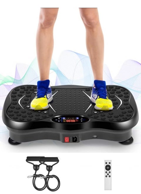 Vibration Plates, Vibration Fitness Exercise Machine for Home Use, with Bluetooth Speaker, 5 Program Modes, 2 Resistance Bands, Vibration Fitness Trainer, 330lb Max Load