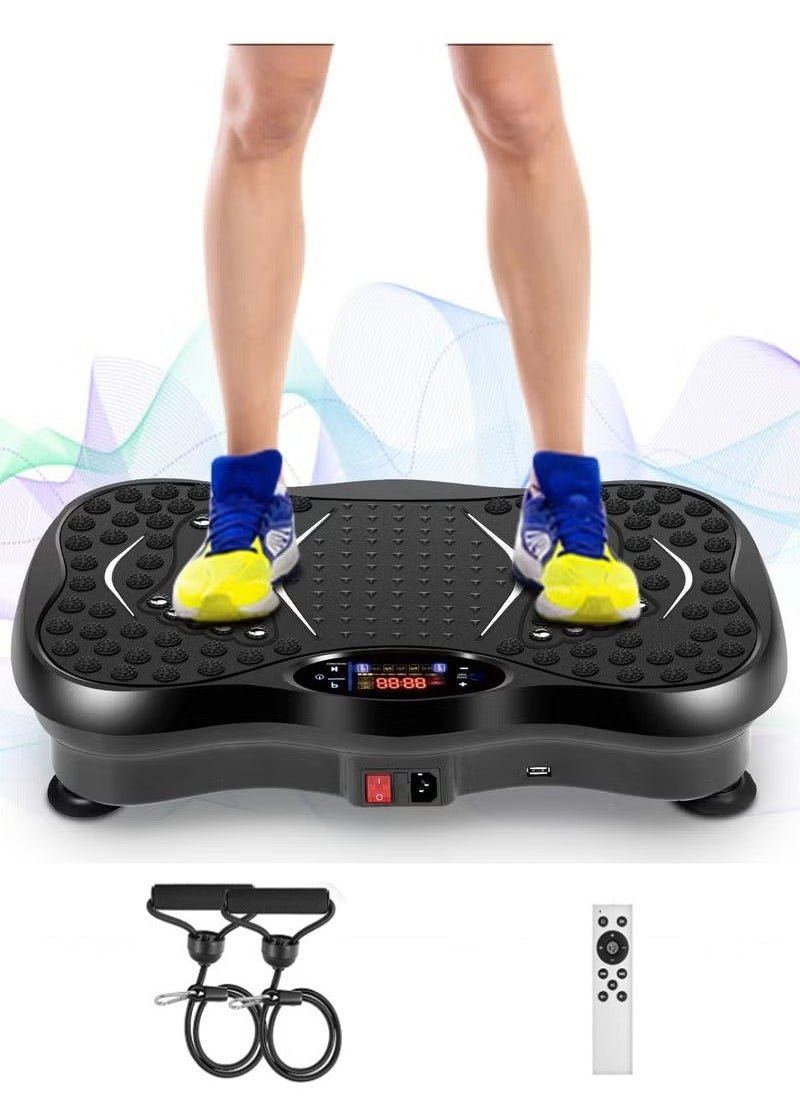 Vibration Plates, Vibration Fitness Exercise Machine for Home Use, with Bluetooth Speaker, 5 Program Modes, 2 Resistance Bands, Vibration Fitness Trainer, 330lb Max Load