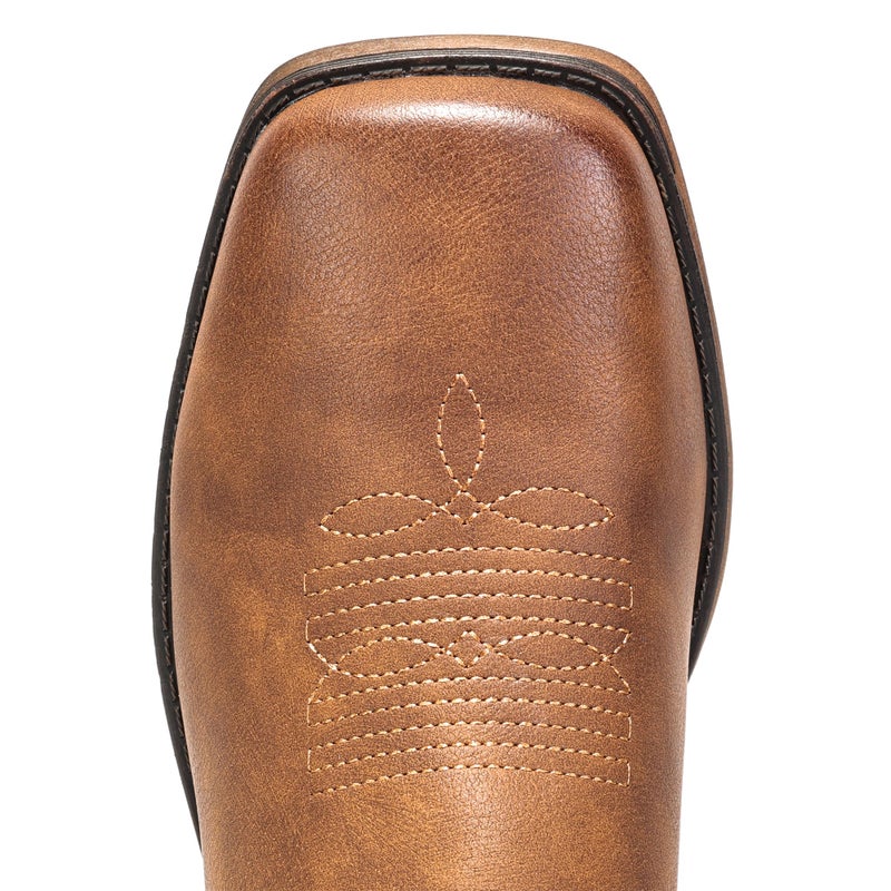 IUV Cowboy Boots For Women Square Toe Wide Western Boots Mid Calf Cowgirl Boots Pull On Fashion Embroidered Cowboy Boots Chestnut 9.5 - Image 5