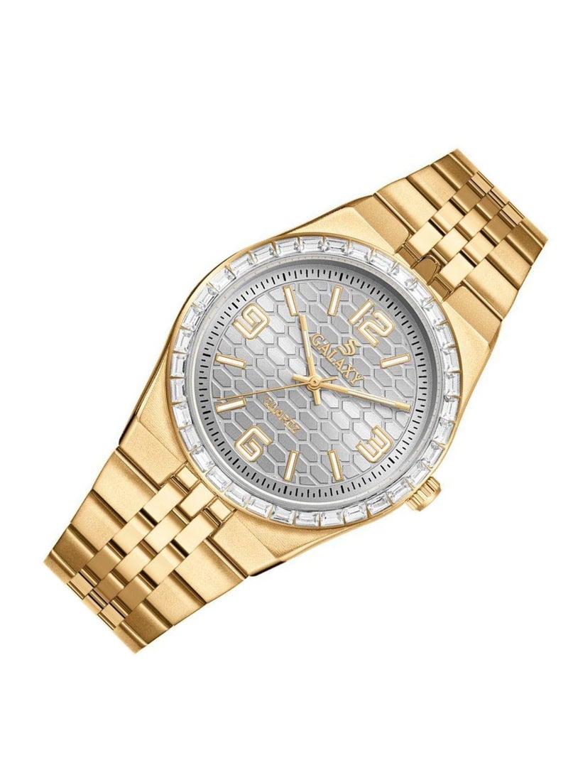 جالاكسي ساعة جالكسي GS-2398 للجنسين، ساعة معصم تناظرية، هيكل من الفولاذ المقاوم للصدأ، تصميم كلاسيكي أنيق، ساعة للارتداء اليومي - Image 2