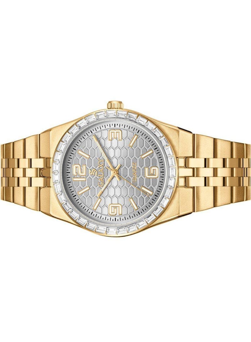 جالاكسي ساعة جالكسي GS-2398 للجنسين، ساعة معصم تناظرية، هيكل من الفولاذ المقاوم للصدأ، تصميم كلاسيكي أنيق، ساعة للارتداء اليومي - Image 3