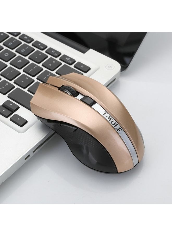 NIBEMINENT T-WOLF Q5 2.4GHz 5-Buttons 2000 DPI Wireless Mouse Silent And Non-Light Gaming Office Mouse For Computer PC Laptop( Golden)  - Image 1