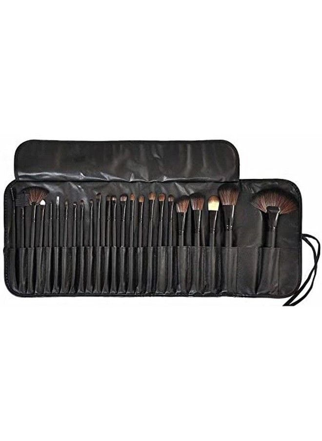 SKINPLUS Professional Wood Make Up Brushes Sets With Leather Storage Pouch (Pack Of 24)  - Image 3