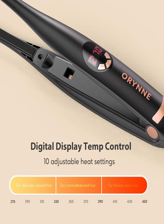 ORYNNE 3/10'' Small Flat Irons for Short Hair Pixie Cut, 5s Ultra Fast Heat Up Tiny Pencil Flat Iron, Ionic Mini Edge Flat Iron, Skinny Thin Straightener Champagne Gold - Image 4