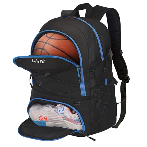 WOLT | Basketball Backpack Large Sports Bag with Separate Ball Holder & Shoes Compartment, Gifts for Basketball, Soccer, Volleyball, Swim, Gym, Travel - Image 1