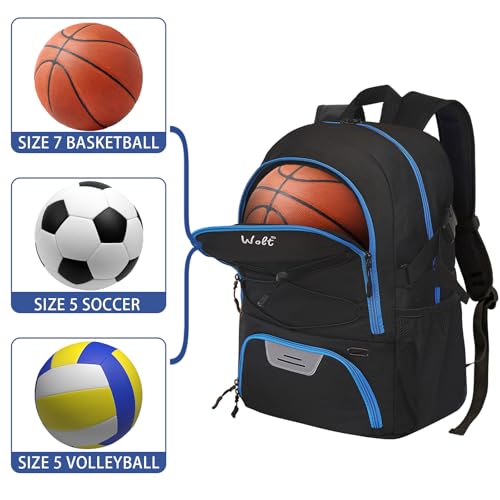 WOLT | Basketball Backpack Large Sports Bag with Separate Ball Holder & Shoes Compartment, Gifts for Basketball, Soccer, Volleyball, Swim, Gym, Travel - Image 5