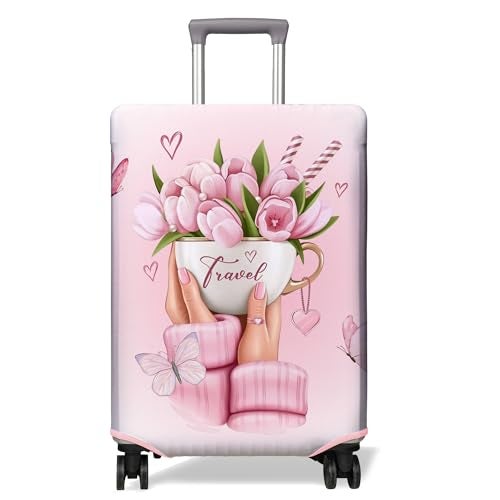 PtRug Travel Luggage Cover Suitcase Protector Fits 1832 Inch Wheel Covers PatternedTravel Related Items Flower Luggage Protector Elastic XL - Image 1