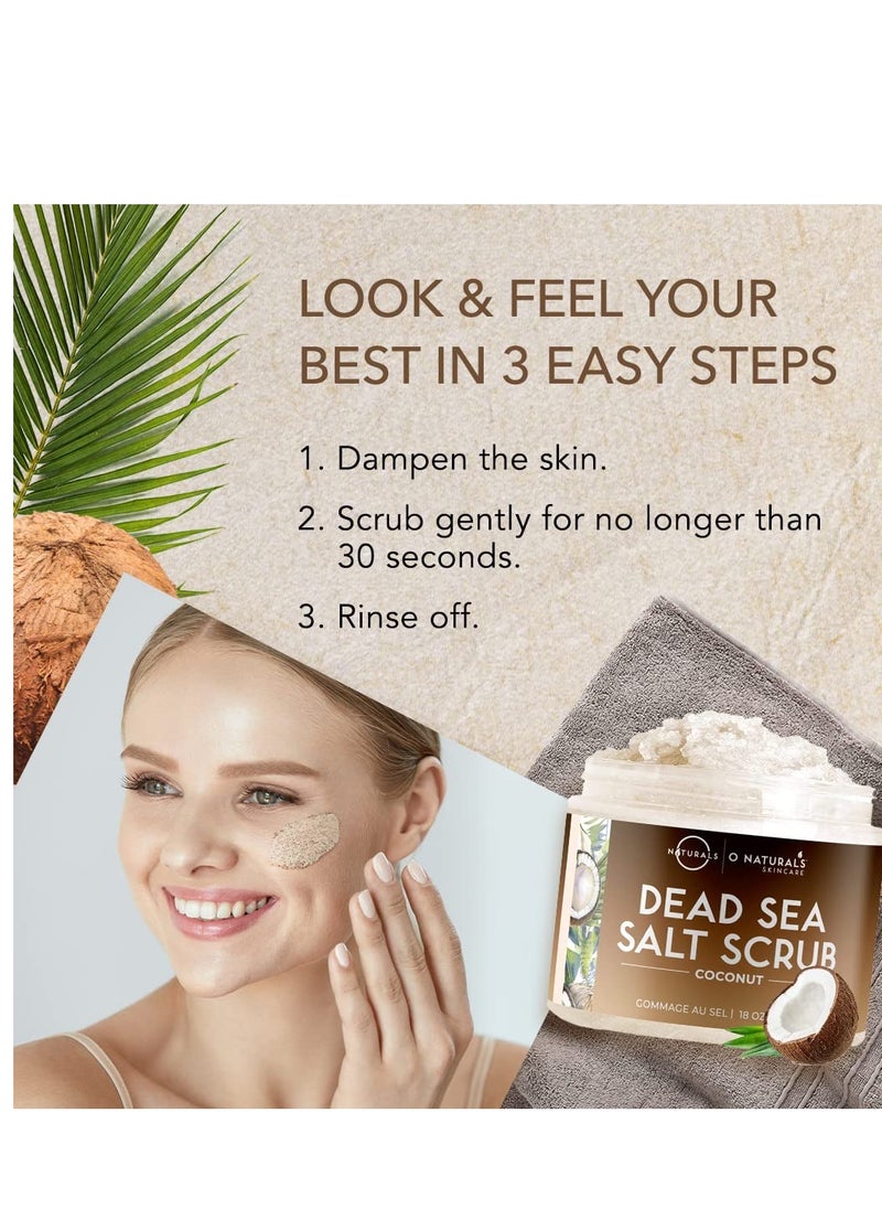 O Naturals O Naturals Face and Body Scrub Bundle - Lemon and Mint Salt Scrub 18oz, Coconut Salt Scrub 18oz - Exfoliating Body Scrub Dead Sea Salt Scrub  - Image 3