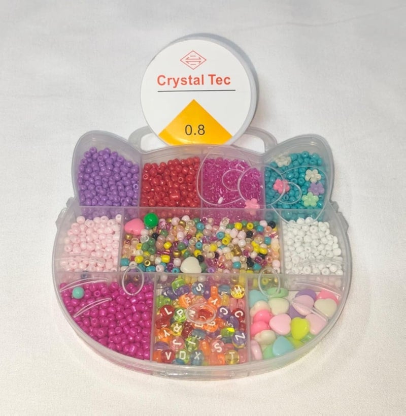 Hape DIY Beading Kit, Multi-Color Alphabet Letter and Decorative Beads Set, 0.8mm Size, Plastic Craft Organizer with Compartments