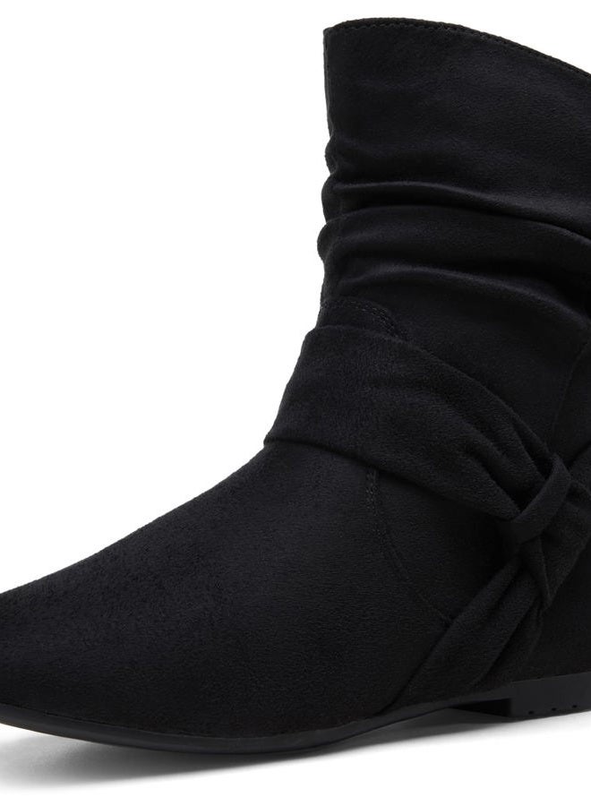 Vepose Women's Slouch Ankle Flat Boots Fashion Short Low Heel Zipper 939A Booties, Black-zipper 939a, 6 - Image 1