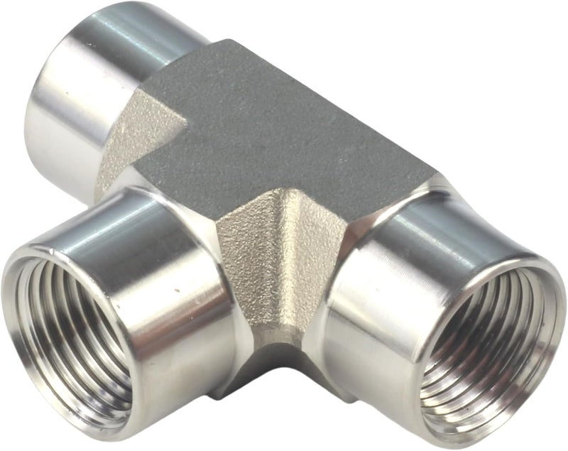 HFS (R) 1/2" NPT Female x 1/2" NPT Female x 1/2" NPT Female, 3-Way Female NPT Tee Fitting - 304 Stainless Steel Corrosion-Resistant, for Water, Gas, Oil (1/2" FEMALE NPT) - Image 1