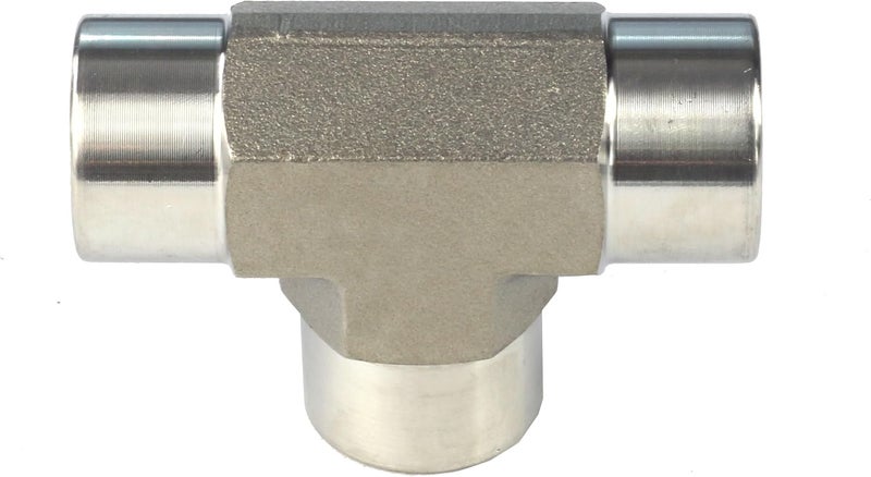 HFS (R) 1/2" NPT Female x 1/2" NPT Female x 1/2" NPT Female, 3-Way Female NPT Tee Fitting - 304 Stainless Steel Corrosion-Resistant, for Water, Gas, Oil (1/2" FEMALE NPT) - Image 2