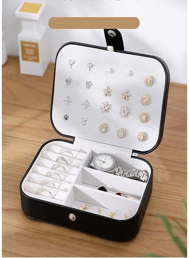 Marrone Travel Jewelry Case, Small Jewelry Box, Portable Travel Jewelry Box Trays Organizer Display Storage Case for women Rings and Earrings (Black&White) - Image 5