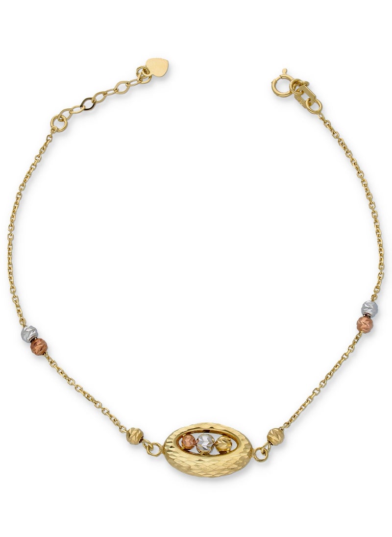 FK Jewellers - Gold Textured Beads Bracelet 18KT - Image 1