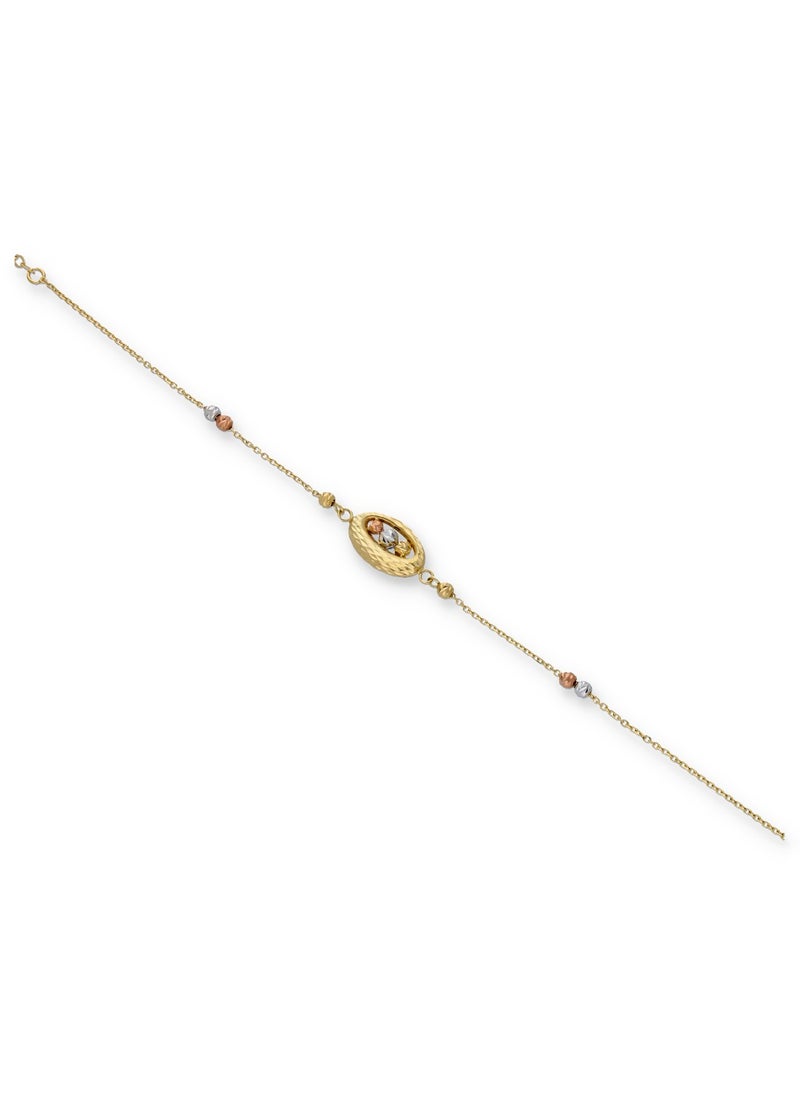 FK Jewellers - Gold Textured Beads Bracelet 18KT - Image 1