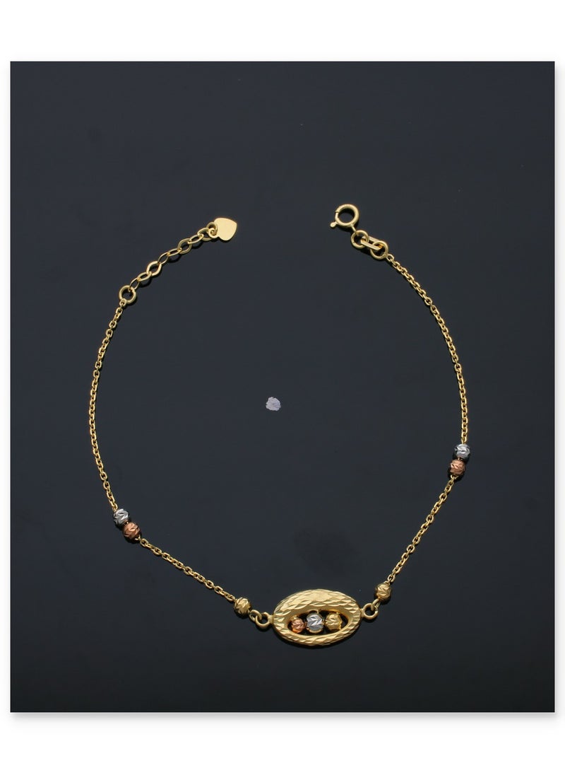 FK Jewellers - Gold Textured Beads Bracelet 18KT - Image 1