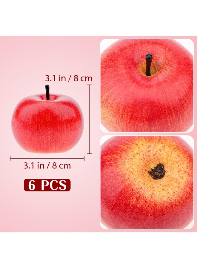 LATIFA 6pcs Lifelike Artificial Red Apple Faux Fake Apples Fruit Home House Kitchen Cabinet Decoration - Image 3