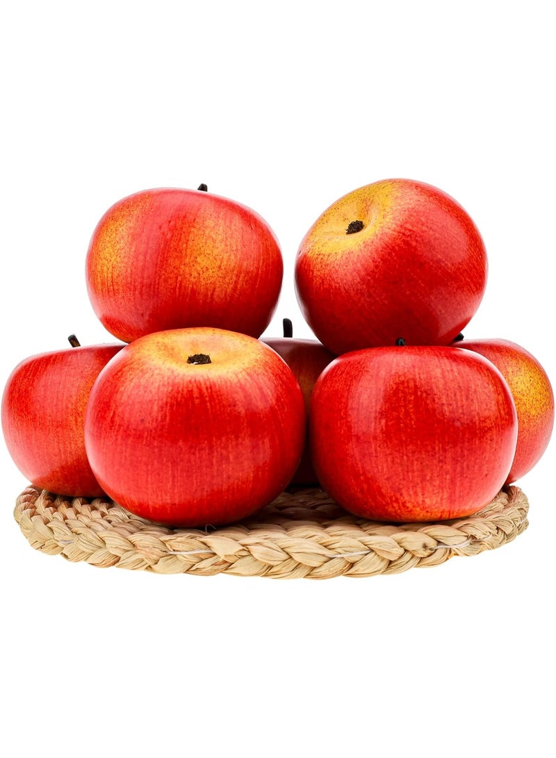 LATIFA 6pcs Lifelike Artificial Red Apple Faux Fake Apples Fruit Home House Kitchen Cabinet Decoration - Image 2