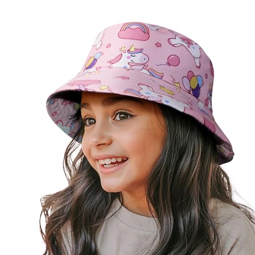 VRITRAZ Cotton Kids Bucket Hat with Adjustable Strap for Girls and Boys, 3-10 Years - Image 1