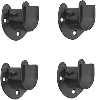 FYTRONDY FYTRONDY Black Edition Stainless Steel Wardrobe Closet Rod Bracket, U-Shaped Open Type Socket Bracket, Shower Curtain  - Image 1